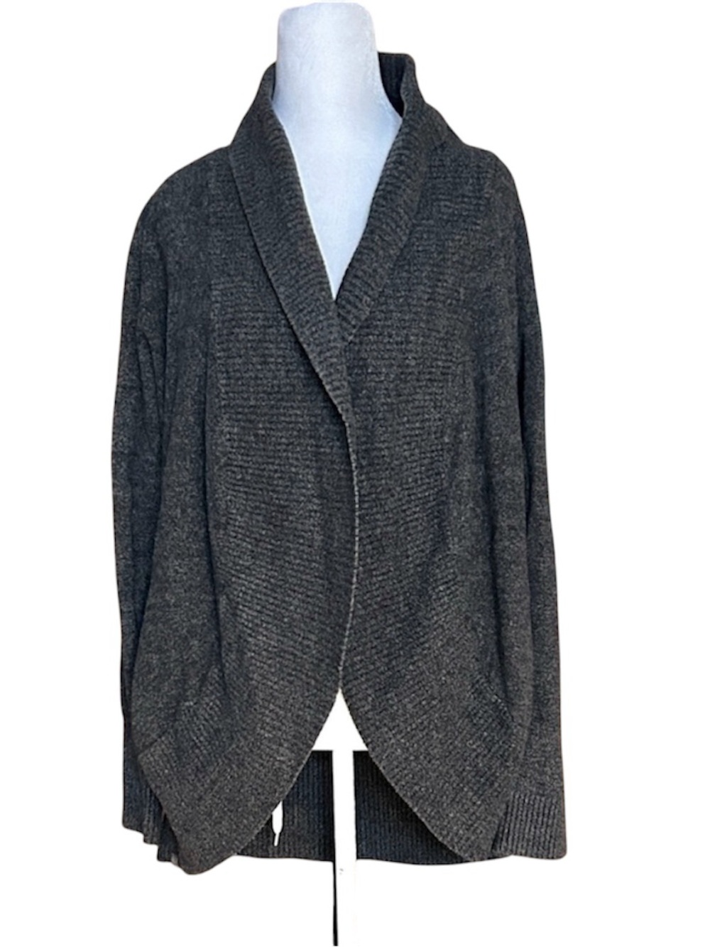 Barefoot Dreams‎ Medium Cardigan Dark Gray Open Front Pockets Long Sleeve